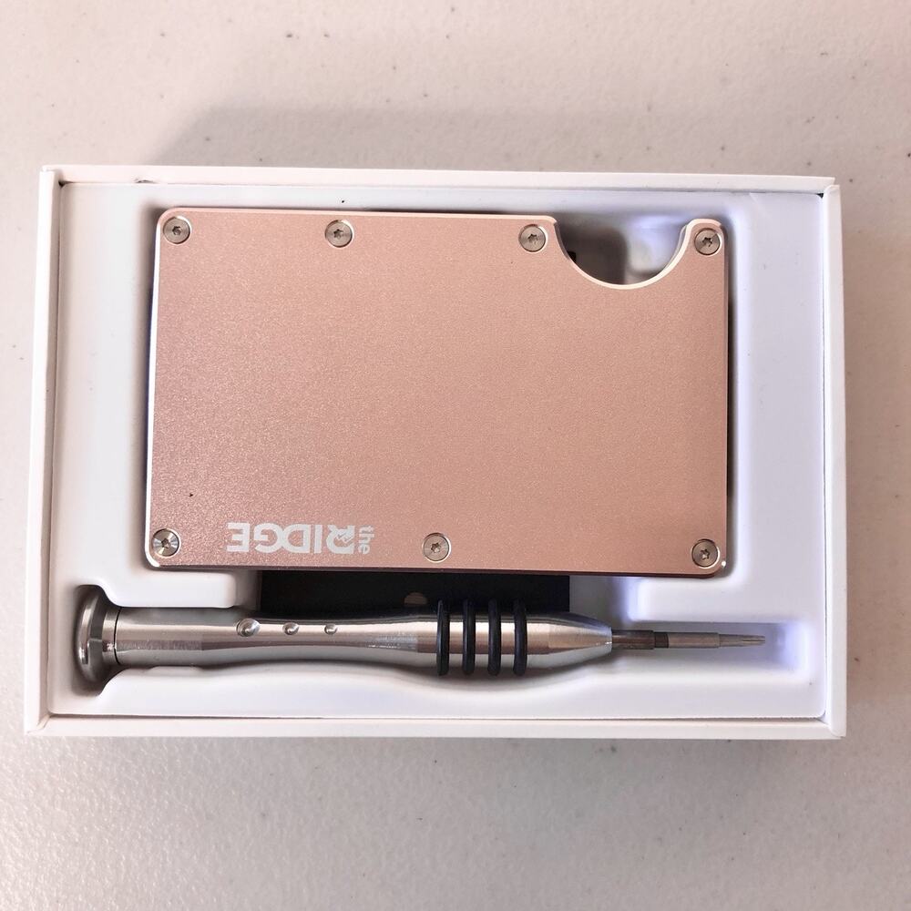 Ridge Slim RFID Wallet Rose Gold with Cash Strap